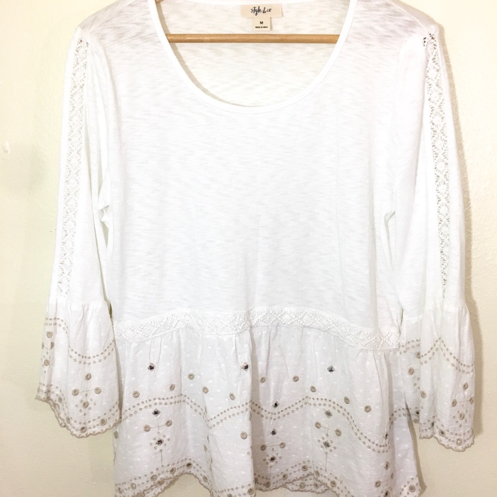 BOHO Cotton Eyelet Lace Blouse